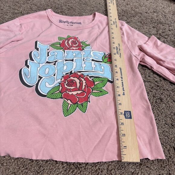 Rowdy Sprout Janis Joplin Rose Long Sleeve Rib Tee in Blush Teen Size 18 (L) - Picture 6 of 16